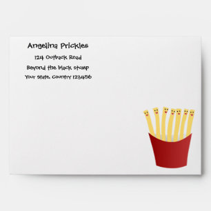 Cute kawaii fries fast food cartoon illustration envelope