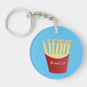 Cute kawaii fries fast food cartoon illustration keychain