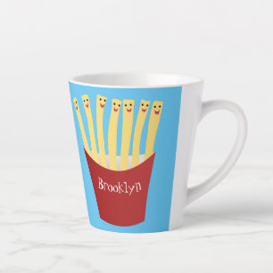 Cute kawaii fries fast food cartoon illustration latte mug
