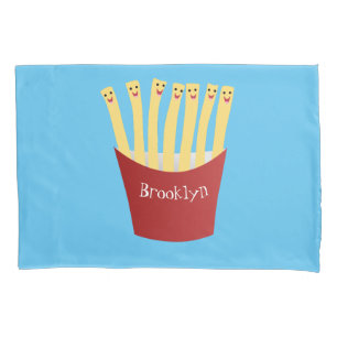 Cute kawaii fries fast food cartoon illustration pillowcase
