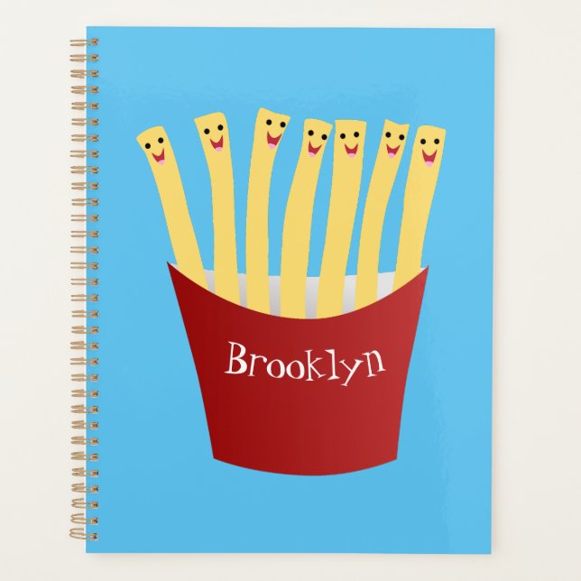 Cute kawaii fries fast food cartoon illustration planner (Front)