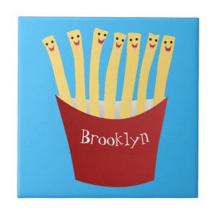 Cute kawaii fries fast food cartoon illustration tile