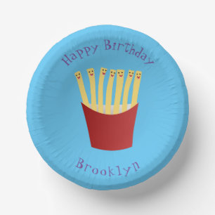 Cute kawaii fries fast food cartoon paper plate
