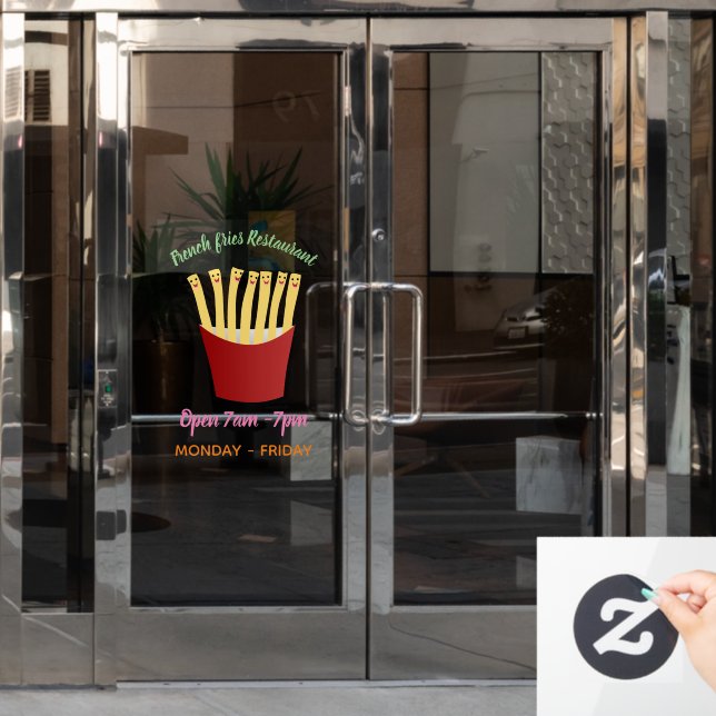 Cute kawaii fries fast food cartoon window cling (Office Door)