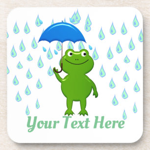 Cute Kawaii Frog and Rain Coaster