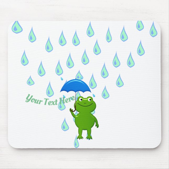 Cute Kawaii Frog and Rain Mouse Pad (Front)