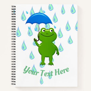 Cute Kawaii Frog and Rain Notebook