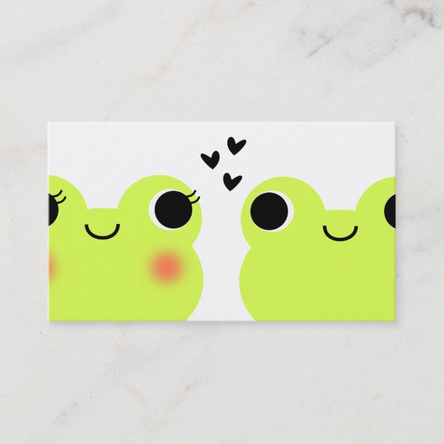 Cute Kawaii Frog Couple Matchmaking Business Card (Front)