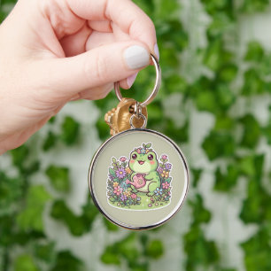 Cute Kawaii Frog Gardening Flower Crown Cute Keych Keychain
