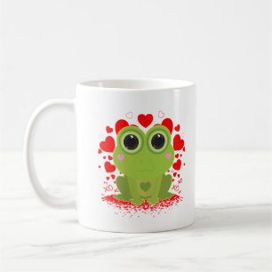 Cute Kawaii Frog Hearts XOXO Love Coffee Design Mug