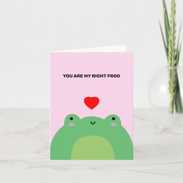 Cute Kawaii Frog Red Heart Mr. Right Toad Love   Card (Front)
