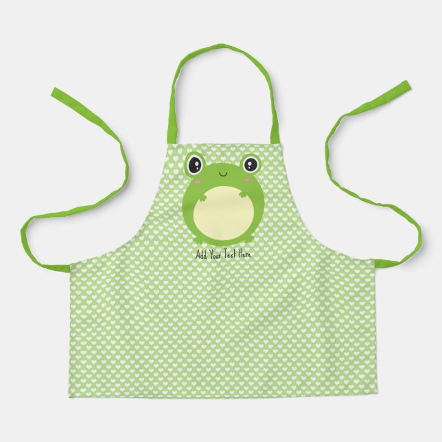 Cute Kawaii Frog with Personalized Text and Photo Apron (Front)