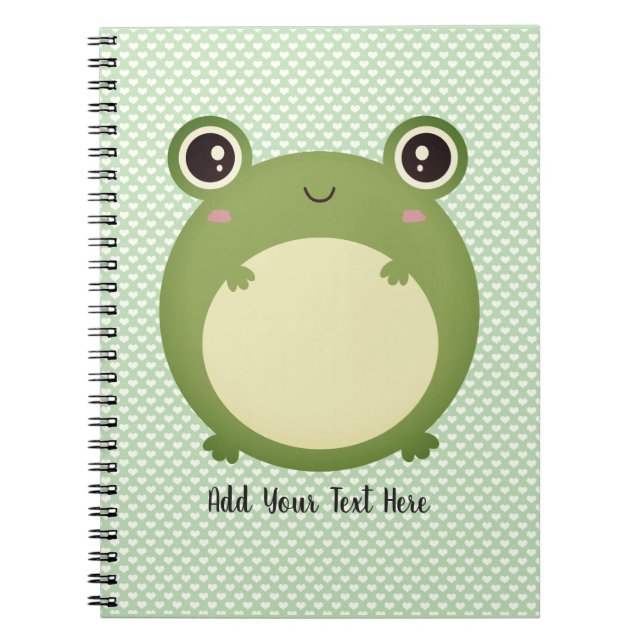Cute Kawaii Frog with Personalized Text  Notebook (Front)