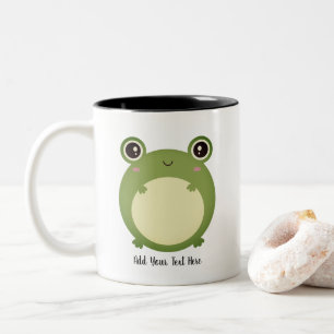 Cute Kawaii Frog with Personalized Text  Two-Tone Coffee Mug