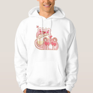 Cute Kawaii Frogs Eating Strawberry Cake Hoodie
