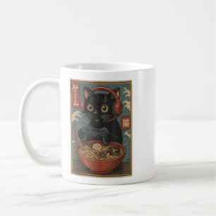 Cute Kawaii Gamer Cat Funny Ramen Retro Japanese C Coffee Mug