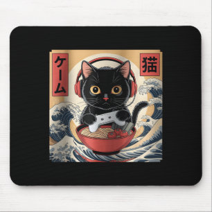 Cute Kawaii Gamer Cat Funny Ramen Retro Japanese C Mouse Pad