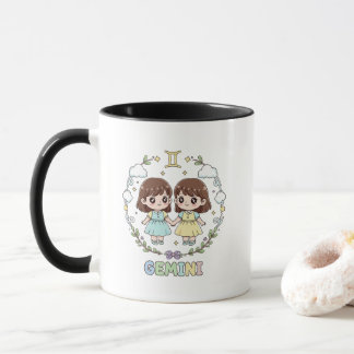 Cute Kawaii Gemini Zodiac Sign Mug