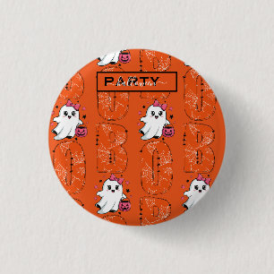 Cute Kawaii Ghost “Boo” Halloween Design 1 Inch Round Button