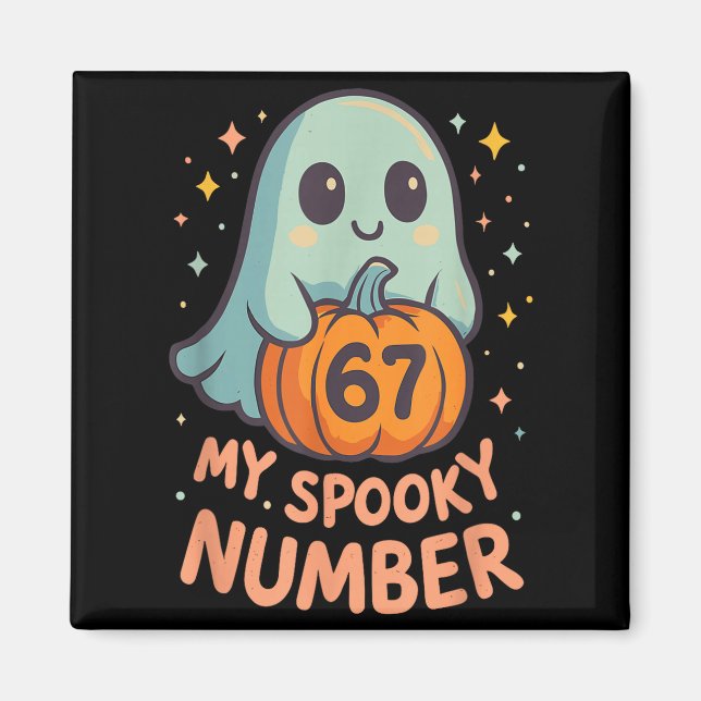 Cute kawaii ghost pumpkin 67 meme funny math magnet (Front)
