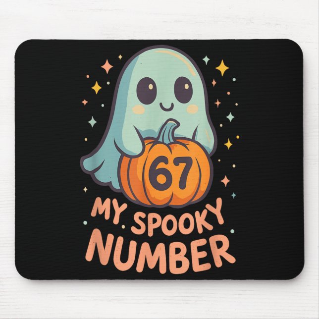 Cute kawaii ghost pumpkin 67 meme funny math mouse pad (Front)