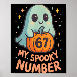 Cute kawaii ghost pumpkin 67 meme funny math poster