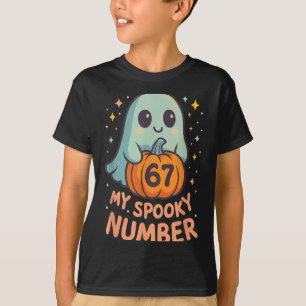 Cute kawaii ghost pumpkin 67 meme funny math T-Shirt