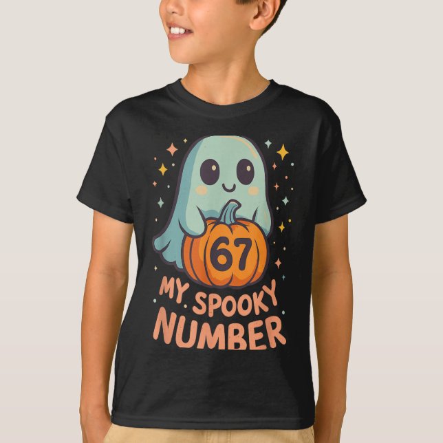 Cute kawaii ghost pumpkin 67 meme funny math T-Shirt (Front)