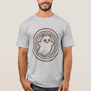 Cute Kawaii Ghost with Concentric Circle Backgroun T-Shirt