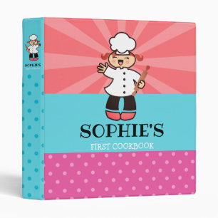 Cute kawaii girl kids personalized cookbook recipe binder