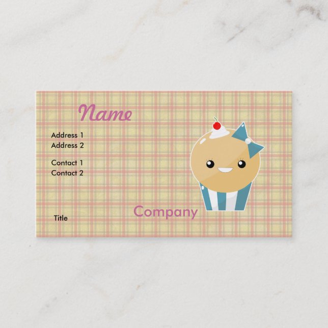 Cute Kawaii Girly Muffin Cupcake Business Card (Front)