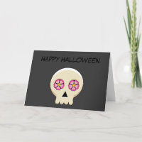 Cute Kawaii Goth Skull with Flowers | Add Text