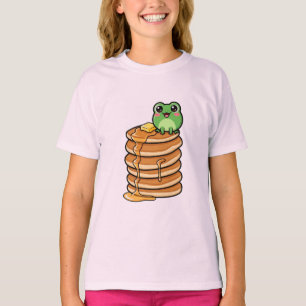 Cute Kawaii Green Frog Sitting on Giant Stack T-Shirt