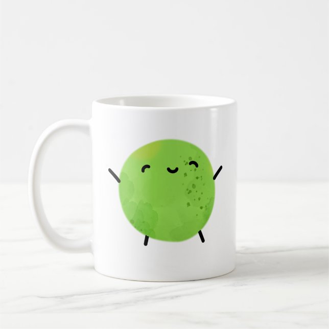 Cute Kawaii Green Pea Coffee Mug (Left)