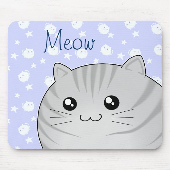 Cute Kawaii grey tabby kitty cat Mouse Pad (Front)