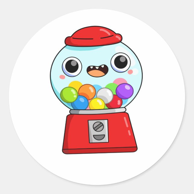 Cute Kawaii Gumball Machine Classic Round Sticker (Front)
