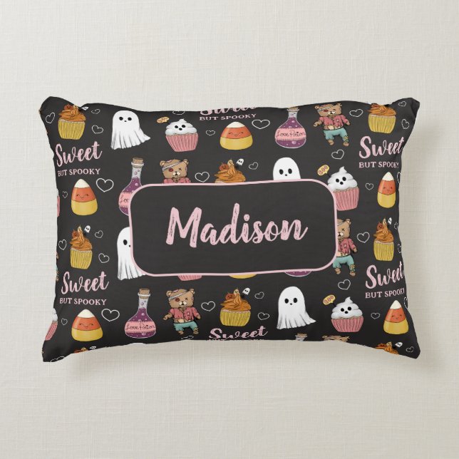 Cute Kawaii Halloween Candy Pattern for Kids Accent Pillow (Front)