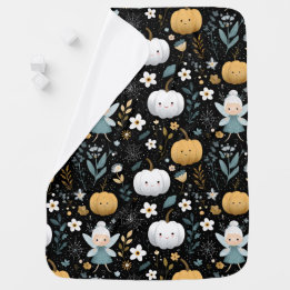Cute Kawaii Halloween Fairy and Pastel Pumpkins Baby Blanket