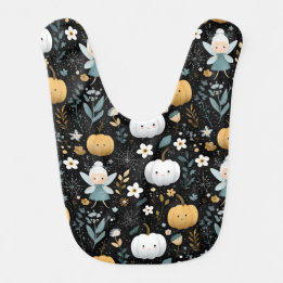 Cute Kawaii Halloween Fairy and Pastel Pumpkins Bib