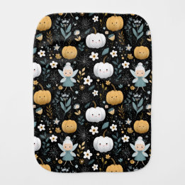 Cute Kawaii Halloween Fairy and Pastel Pumpkins Burp Cloth