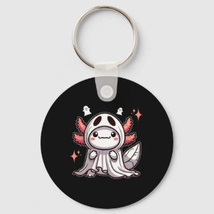 Cute Kawaii Halloween Ghost Axolotl  Keychain
