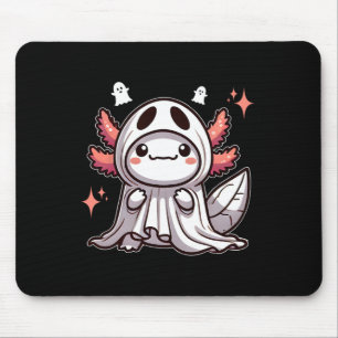 Cute Kawaii Halloween Ghost Axolotl Mouse Pad