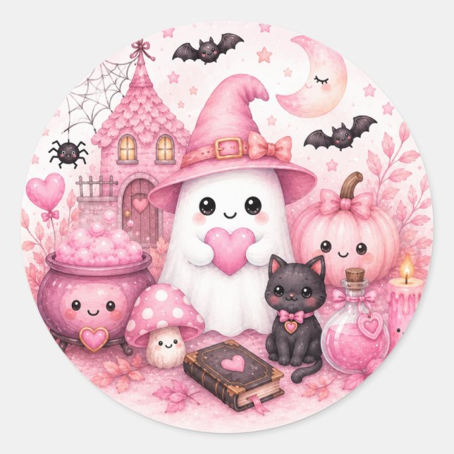 Cute Kawaii Halloween Ghost Sticker (Front)