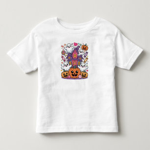 Cute Kawaii Halloween    Happy Ghosts & Pumpkins Toddler T-shirt