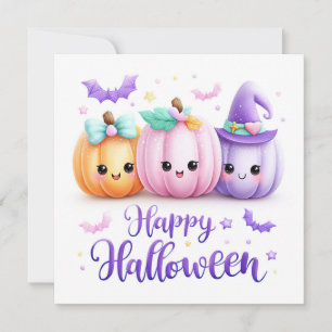 Cute Kawaii Halloween Pumpkins Card