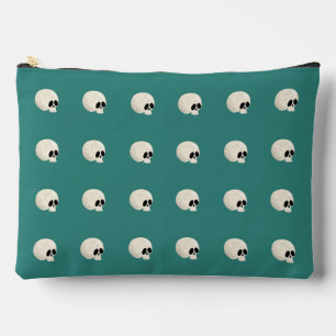 Cute Kawaii Halloween Skull Polka Dots mid green Accessory Pouch