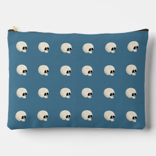 Cute Kawaii Halloween Skull Polka Dots pale blue Accessory Pouch