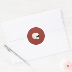 Cute Kawaii Halloween Skull Polka Dots red Classic Round Sticker