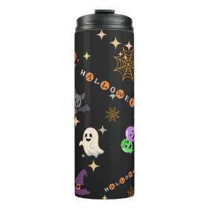 Cute Kawaii Halloween Spooky Pattern Stainless  Thermal Tumbler