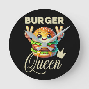 Cute Kawaii Hamburger  Round Clock